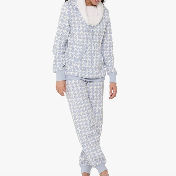 Pajamagram Cozy Blue and White Pajama lounger Set women’s size large - Picture 1 of 15